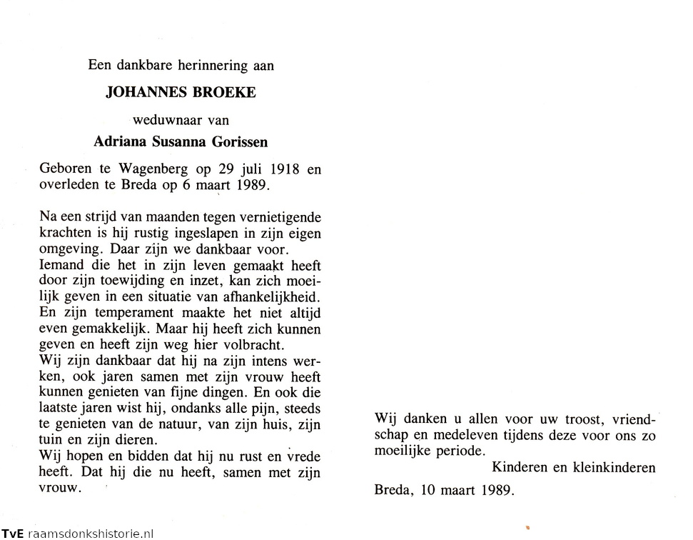 Johannes Broeke Adriana Susanna Gorissen