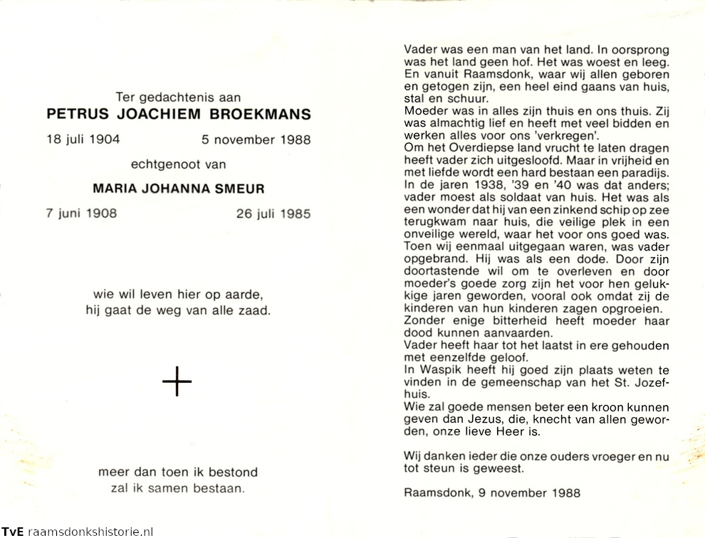 Petrus Joachiem Broekmans Maria Johanna Smeur