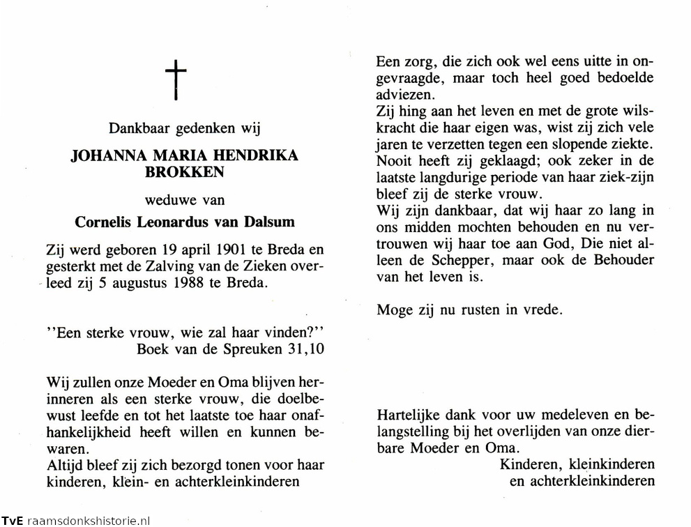 Johanna Maria Hendrika Brokken Cornelis Leonardus van Dalsum