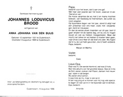 Johannes Loduvicus Brood Anna Johanna van de Buijs