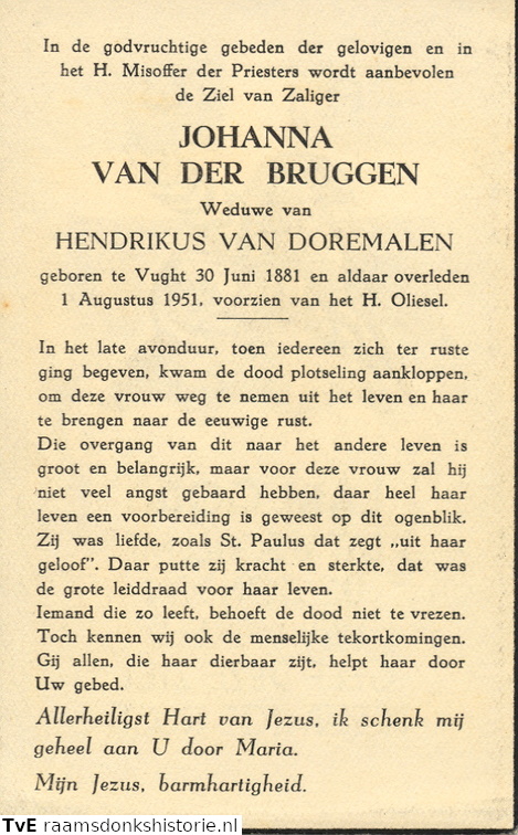 Johanna van der Bruggen Hendrikus van Doremalen