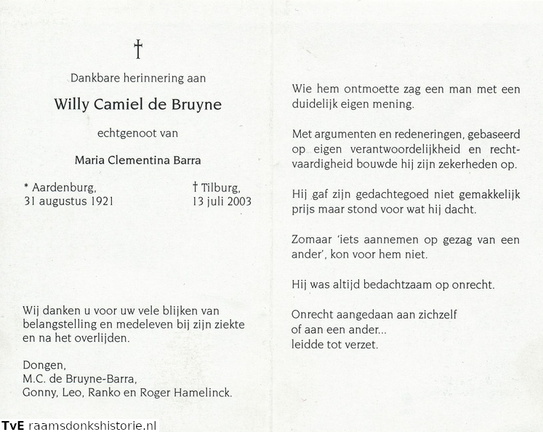 Willy Camiel de Bruyne Maria Clementina Barra