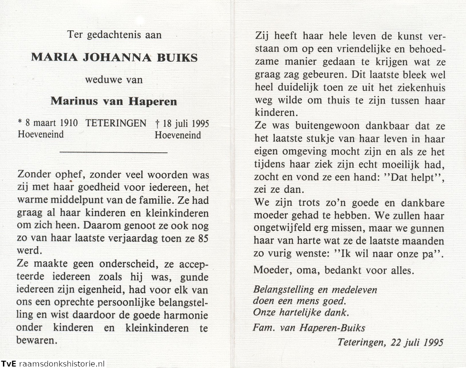 Maria Johanna Buiks Marinus van Haperen