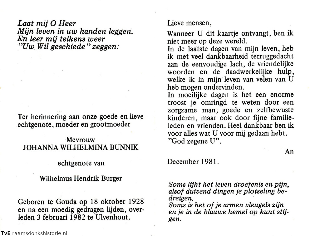 Johanna Wilhelmina Bunnik Johannes Wilhelmus Burgers