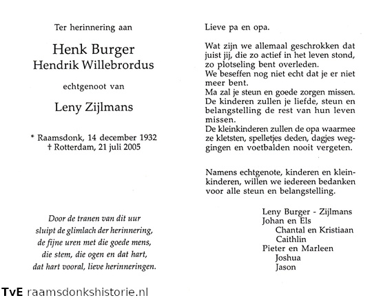 Hendrik  Willebrordus Burger Leny Zijlmans