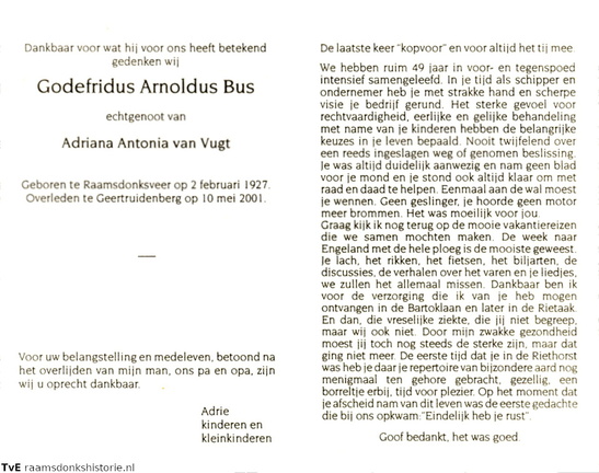 Godefridus Arnoldus Bus Adriana Antonia van Vugt