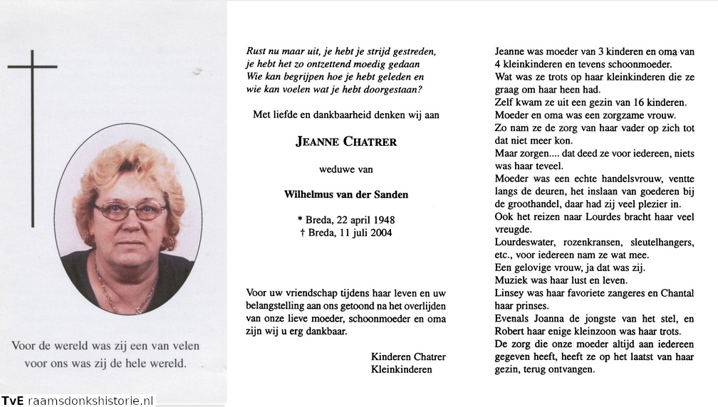 Jeanne Chatrer Wilhelmus van der Sanden