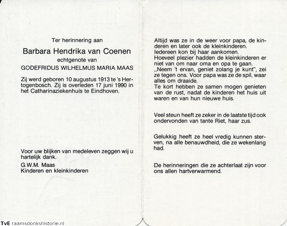 Barbara Hendrika van Coenen Godefridus Wilhelmus Maria Maas
