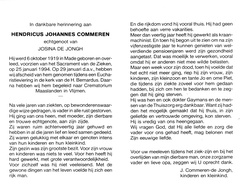 Hendricus Johannes Commeren Josina de Jongh