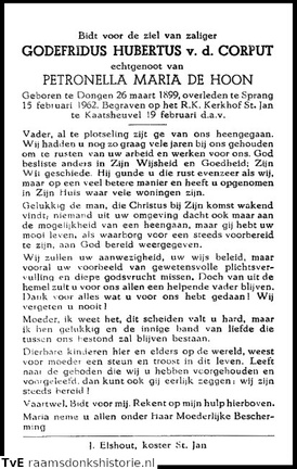 Godefridus Hubertus van den Corput Petronella Maria de Hoon