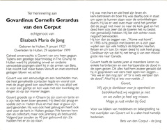 Govardinus Cornelis Gerardus van den Corput Elisabeth Maria de Jong