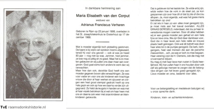 Maria Elisabeth van den Corput Adrianus Franciscus Verharen
