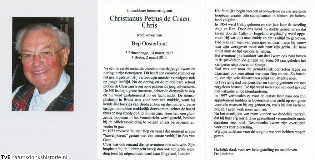 Christianus Petrus de Craen Bep Oosterhout