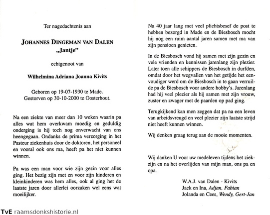 Johannes Dingeman van Dalen Wilhelmina Adriana Johanna Kivits