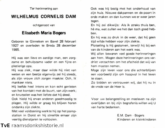 Wilhelmus Cornelis Dam Elisabeth Maria Bogers