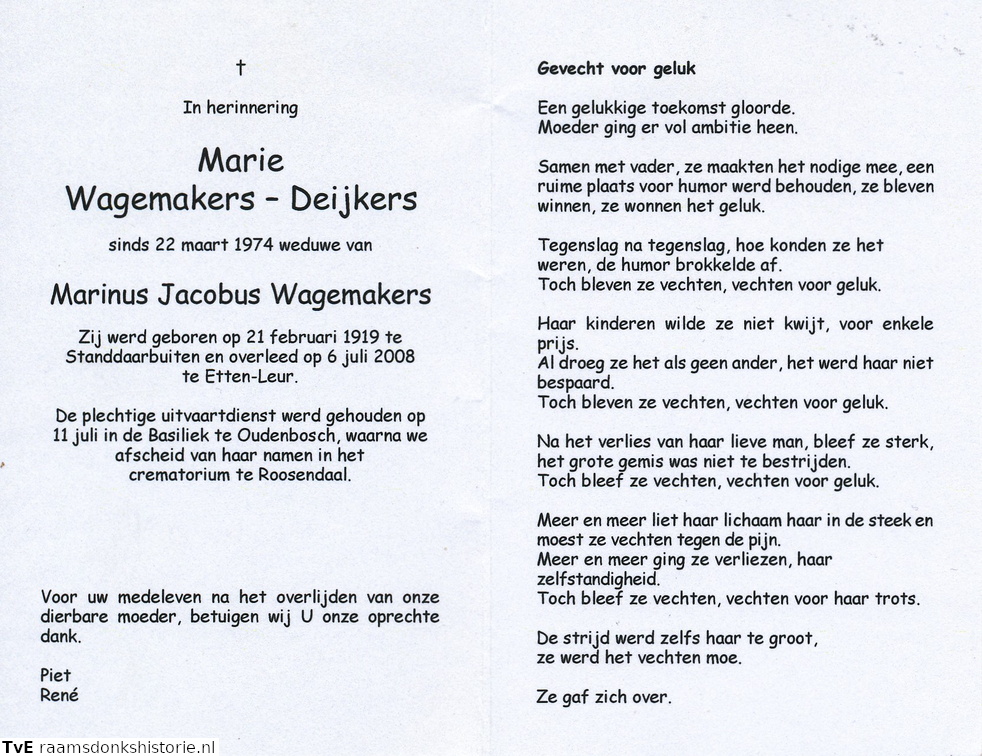 Marie Deijkers Marinus Jacobus Wagemakers