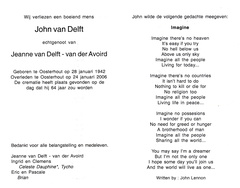 John van Delft Jeanne van der Avoird