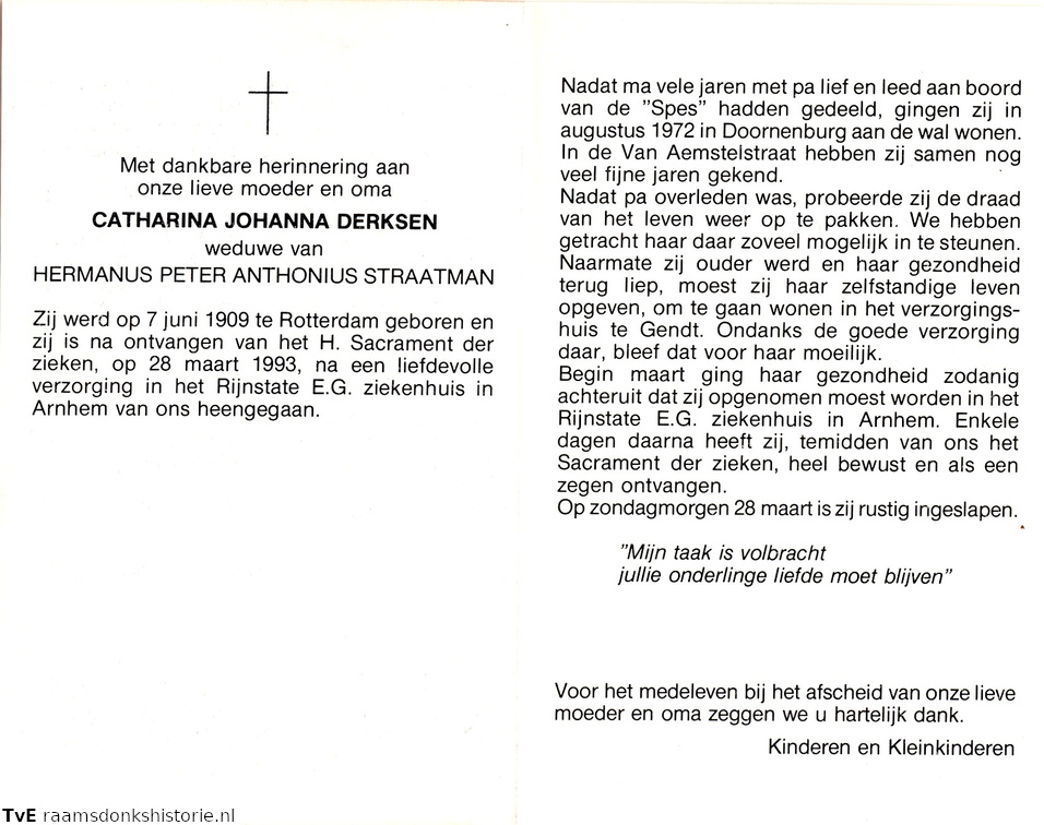 Catharina Johanna Derksen Hermanus Petrus Anthonius Straatman
