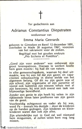 Adrianus Constatinus Diepstraten Emma Maria Geerards