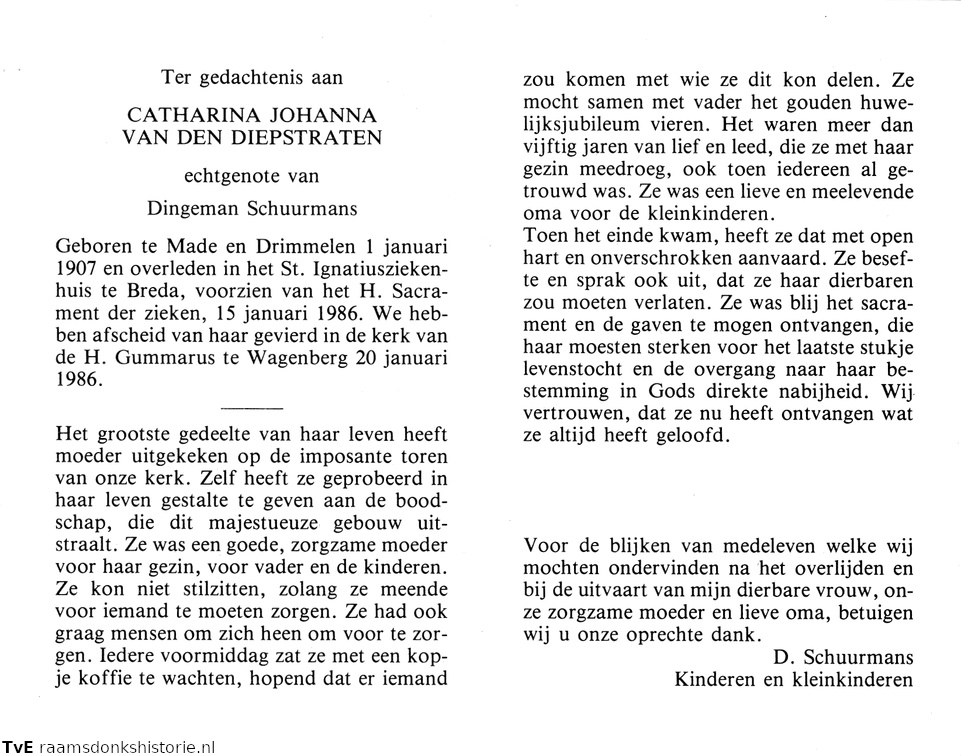 Catharina Johanna van den Diepstraten Dingeman Schuurmans