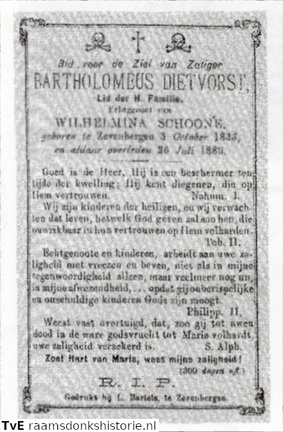 Bartholomeus Dietvorst Wilhelmina Schoone