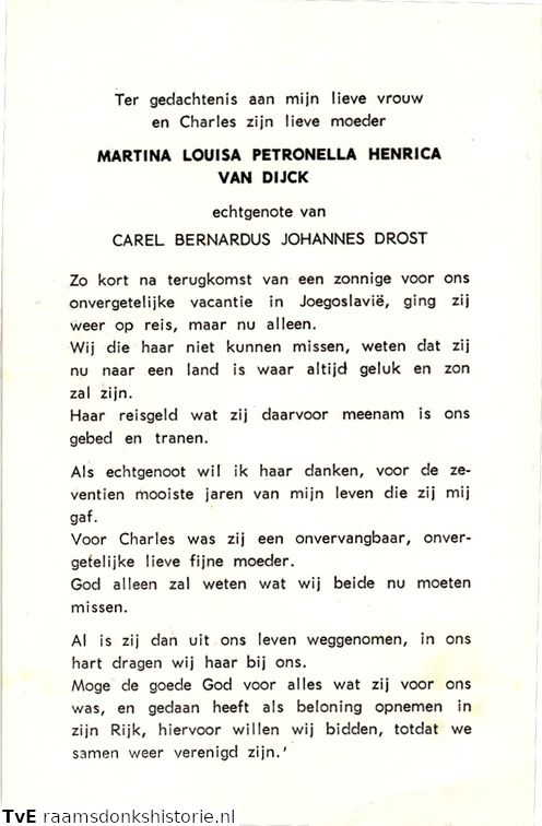 Martina Louisa Petronella Henrica van Dijck Carel Bernardus Johannes Drost