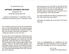 Antonia Johanna van Dijk Wouter Nicolaas Tak