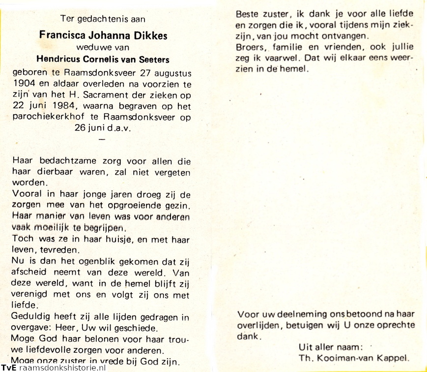 Francisca Johanna Dikkes Hendricus Cormelis van Seeters