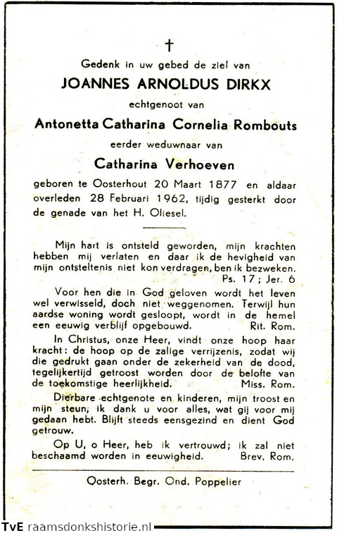 Joannes Arnoldus Dirkx Antonetta Catharina Cornelia Rombouts-Catharina Verhoeven
