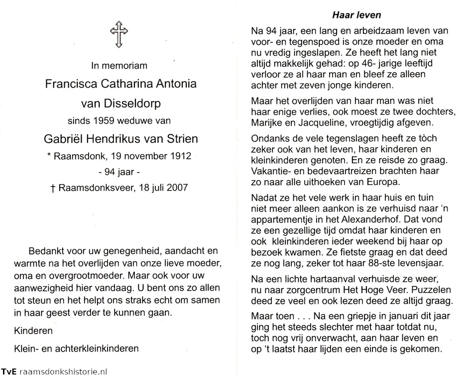 Francisca Catharina Antonia van Disseldorp Gabriël Hendrikus van Strien
