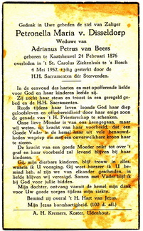 Petronella Maria van Disseldorp Adrianus Petrus van Beers