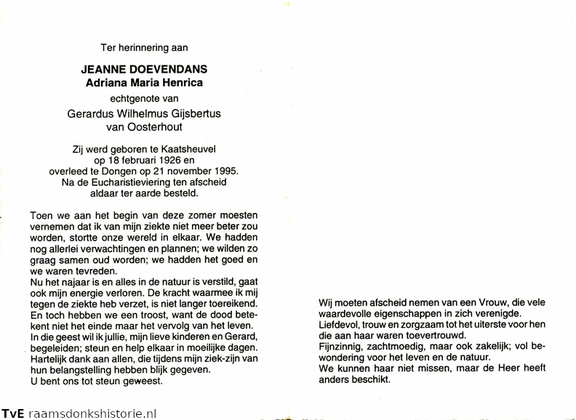 Adriana Maria Henrica Doevendans Gerardus Wilhelmus Gijsbertus van Oosterhout