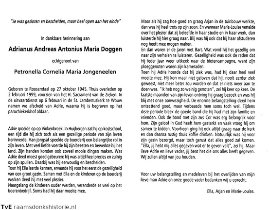 Adrianus Andreas Antonius Maria Doggen Petronella Cornelia Maria Jongeneelen