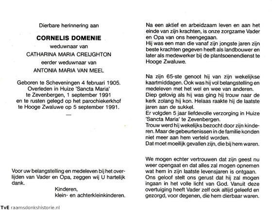 Cornelis Domenie Catharina Maria Creijghton  Antonia Maria van Meel