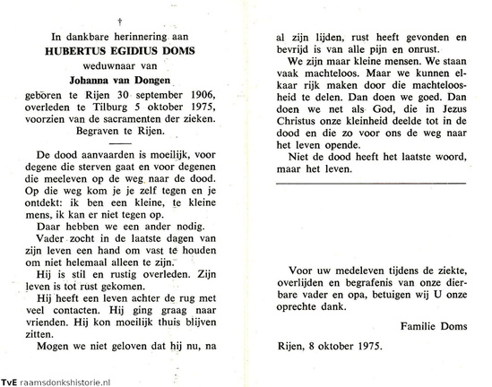 Hubertus Egidius Doms Johanna van Dongen