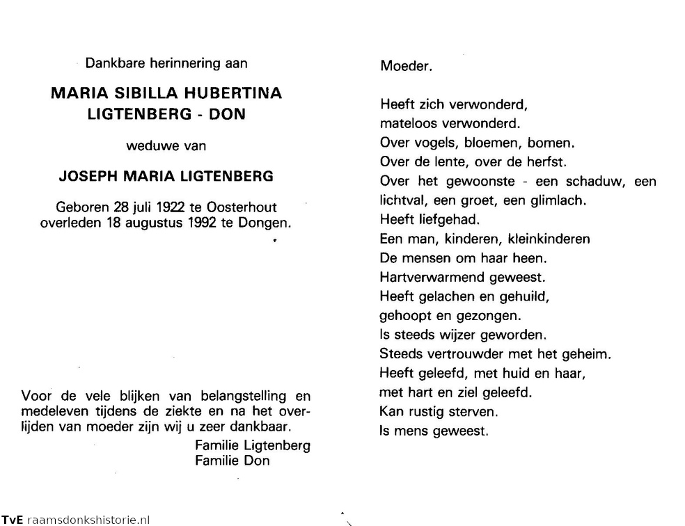 Maria Sibilla Hubertina Don Joseph Maria Ligtenberg