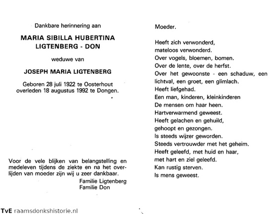 Maria Sibilla Hubertina Don Joseph Maria Ligtenberg