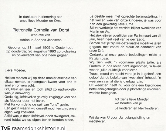 Pietronella Cornelia van Dorst Adrianus Andries Janssens