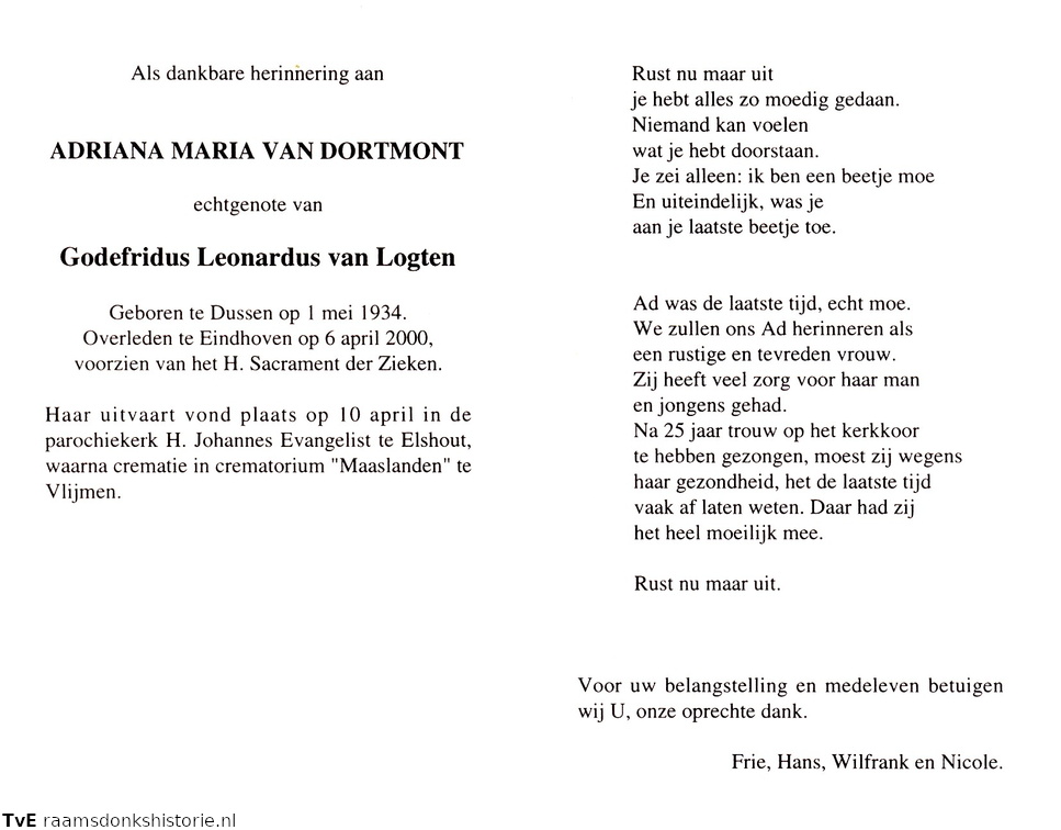 Adriana Maria van Dortmont Godefridus Leonardus van Logten