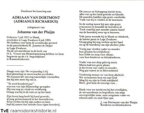 Adrianus Richardus van Dortmont Johanna van der Pluijm