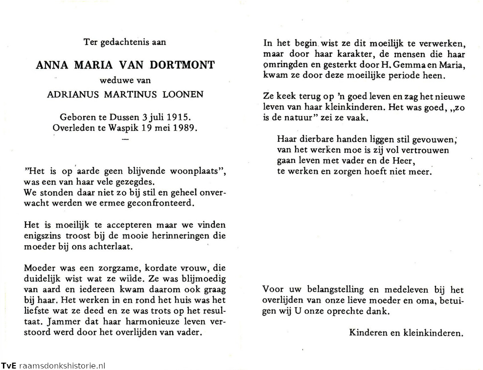 Anna Maria van Dortmont Adrianus Martinus Loonen