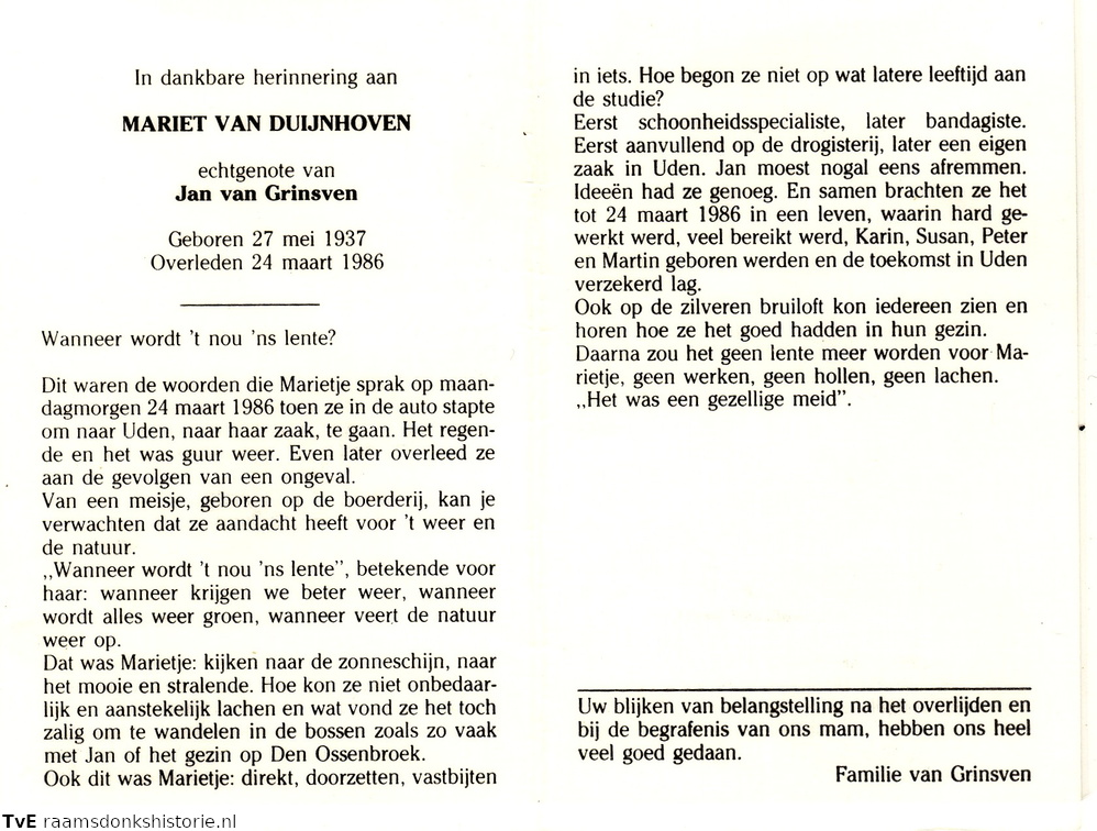Mariet van Duijnhoven Jan van Grinsveen