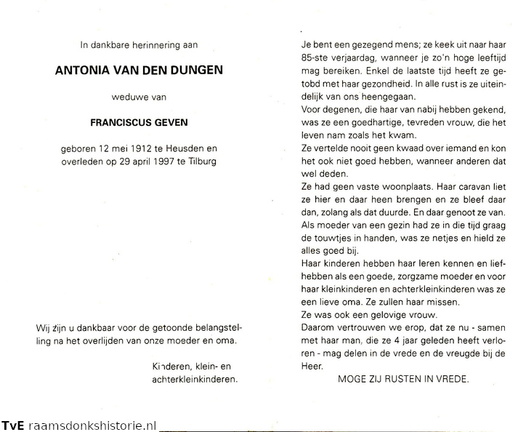 Antonia van den Dungen Franciscus Geven