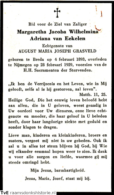 Margaretha Jacoba Wilhelmina Adriana van Eekelen- August Maria Joseph Grasveld
