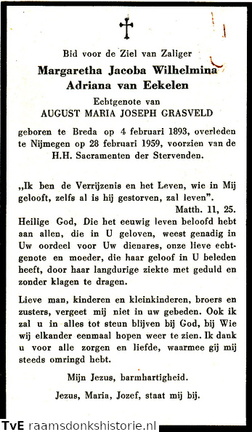 Margaretha Jacoba Wilhelmina Adriana van Eekelen- August Maria Joseph Grasveld