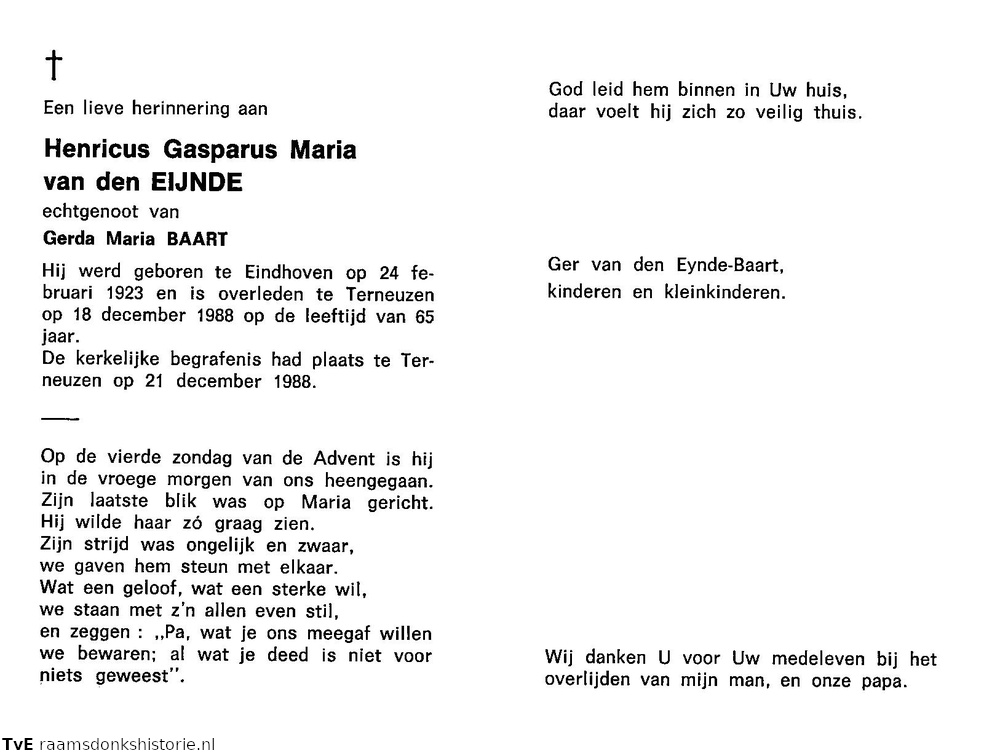 Henricus Gasparus Maria van den Eijnde- Gerda Maria Baart