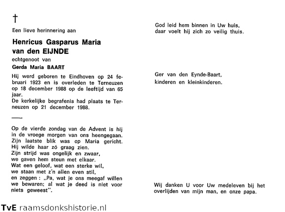 Henricus Gasparus Maria van den Eijnde- Gerda Maria Baart
