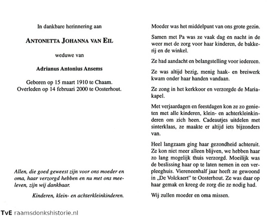 Antonetta Johanna van Eil- Adrianus Antonius Ansems