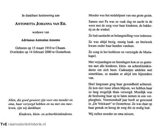 Antonetta Johanna van Eil Adrianus Antonius Ansems