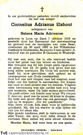 Cornelius Adrianus Elshout Helena Maria Adriaanse
